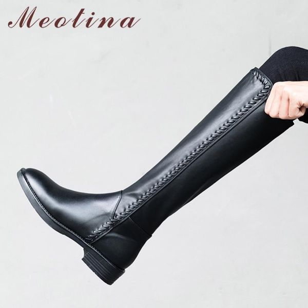 meotina winter knee high boots women natural genuine leather thick heel riding boots zip round toe shoes lady autumn size 34-39, Black
meotina winter knee high boots women natural genuine leather thick heel riding boots zip round toe shoes lady autumn size 34-39, Black