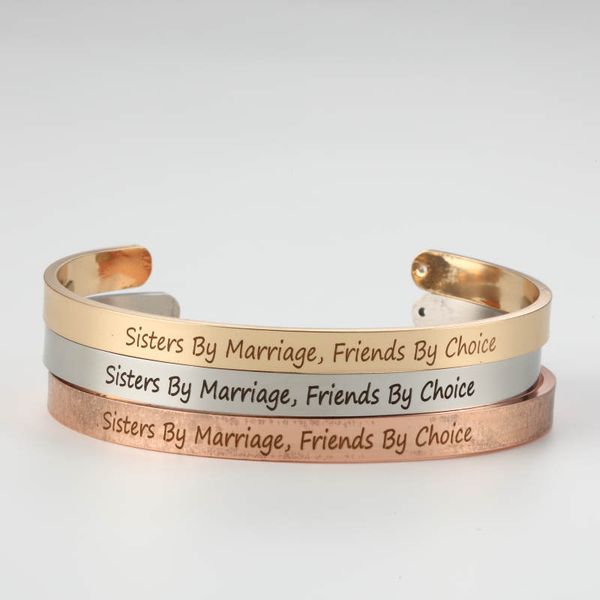 stainless steel bangle positive inspirational quote cuff bracelets sisters by marriage,friends by choice mantra bracelets female, Black
stainless steel bangle positive inspirational quote cuff bracelets sisters by marriage,friends by choice mantra bracelets female, Black