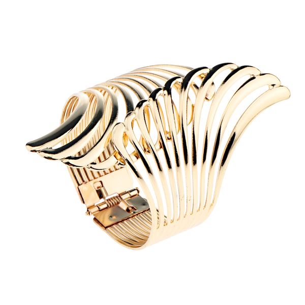 alloy metal feather bracelet smooth hollow hoop open ended wide cuff bangle, Golden;silver
alloy metal feather bracelet smooth hollow hoop open ended wide cuff bangle, Golden;silver