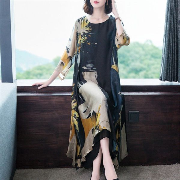 fashion ladies print dress casual o-neck seven point sleeve spring summer dress women plus size 4xl loose clothing elbise f2726, Black;gray
fashion ladies print dress casual o-neck seven point sleeve spring summer dress women plus size 4xl loose clothing elbise f2726, Black;gray