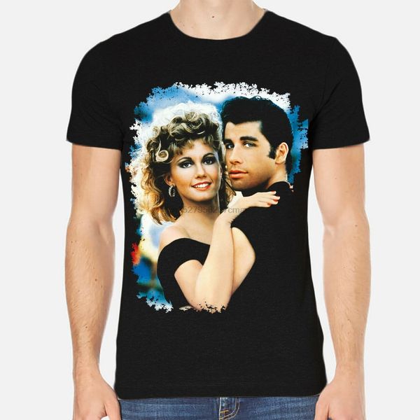 grease john travolta olivia newton-john t-shirt black clothing 6-a-326