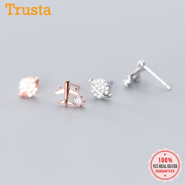 stud trustdavis authentic 925 sterling silver twinkling plane planet earrings for women aircraft valentine's day gift da595, Golden;silver 
stud trustdavis authentic 925 sterling silver twinkling plane planet earrings for women aircraft valentine's day gift da595, Golden;silver
