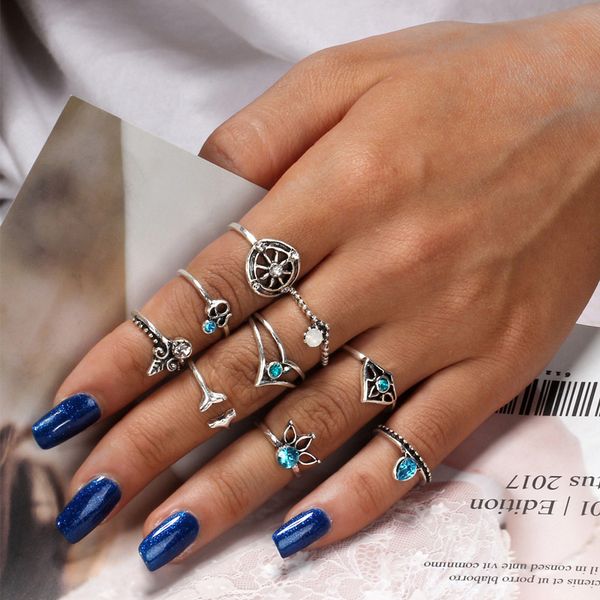 cluster rings 2021 bohemian crown flower ring sets for women vintage retro lotus blue crystal knuckle party finger jewelry, Golden;silver
cluster rings 2021 bohemian crown flower ring sets for women vintage retro lotus blue crystal knuckle party finger jewelry, Golden;silver