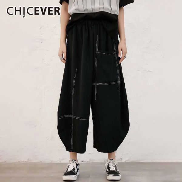 chicever striped hit color pant for women ankle length loose high street black flare trousers female autumn chic style clothing, Black;white
chicever striped hit color pant for women ankle length loose high street black flare trousers female autumn chic style clothing, Black;white