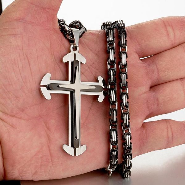 chains fashion stainless steel cross pendant necklace punk men's adjustable 4mm 18-32 inch byzantine, Silver
chains fashion stainless steel cross pendant necklace punk men's adjustable 4mm 18-32 inch byzantine, Silver