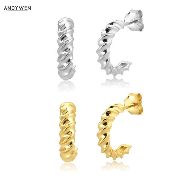 andywen 100% 925 sterling silver twist hoops 2020 gold circle round thick women luxury earring for party rock punk jewelry, Golden;silver
andywen 100% 925 sterling silver twist hoops 2020 gold circle round thick women luxury earring for party rock punk jewelry, Golden;silver
