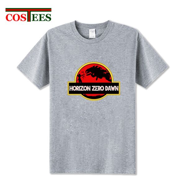 parody jurassic design horizon park t shirt men horizon zero dawn men's t-shirt punk style 2018 new fashion summer hipster shirt