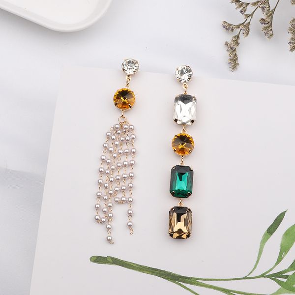mengjiqiao 2020 new colorful square crystal asymmetric pendientes for women accessories simulated pearl long tassel earrings, Silver
mengjiqiao 2020 new colorful square crystal asymmetric pendientes for women accessories simulated pearl long tassel earrings, Silver