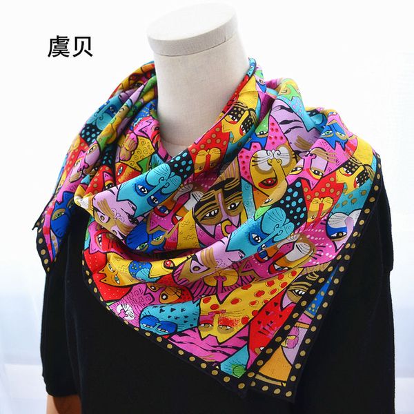 scarves cartoon cat 100% real natural silk scarf for girl and woman gift spring autumn winter square female wrap 85*85cm, Blue;gray
scarves cartoon cat 100% real natural silk scarf for girl and woman gift spring autumn winter square female wrap 85*85cm, Blue;gray