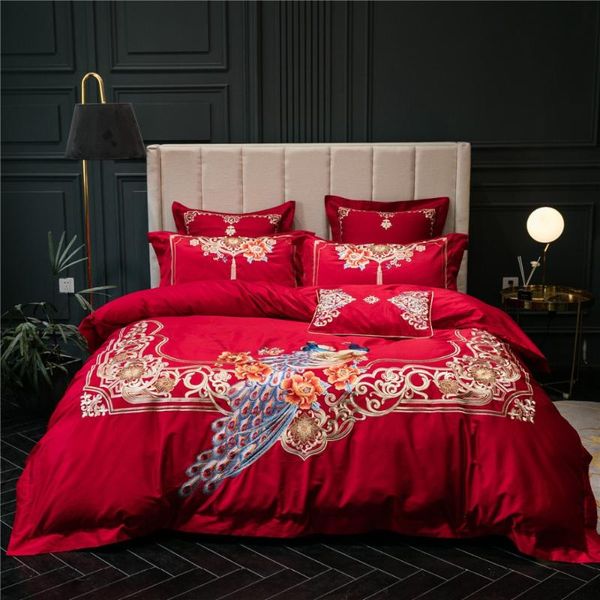 luxury 120s egyptian cotton embroidered bedding set king red peacock duvet cover bed sheet set pillowcase 4/6pcs
luxury 120s egyptian cotton embroidered bedding set king red peacock duvet cover bed sheet set pillowcase 4/6pcs