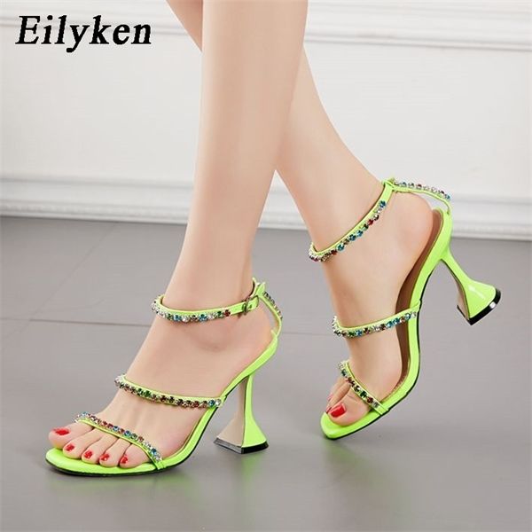 eilyken colorful crystal diamond ankle buckle strap strange heels shoes woman summer fashion square toe sandals green golden 0925, Black
eilyken colorful crystal diamond ankle buckle strap strange heels shoes woman summer fashion square toe sandals green golden 0925, Black