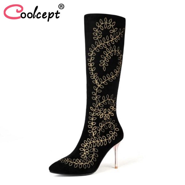 boots coolcept size 31-45 women real leather knee high winter warm fur shoes woman thin heel embroider flower long, Black
boots coolcept size 31-45 women real leather knee high winter warm fur shoes woman thin heel embroider flower long, Black