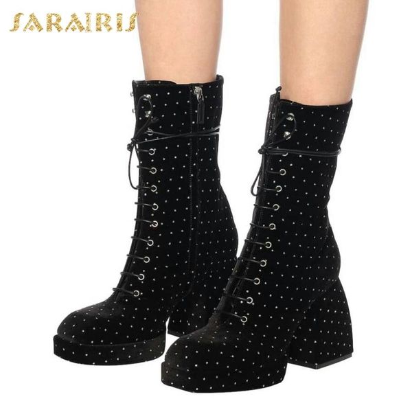 sarairis brand new plus size 43 fashion brand ins square high heels genuine leather cow skin women shoes boots, Black
sarairis brand new plus size 43 fashion brand ins square high heels genuine leather cow skin women shoes boots, Black