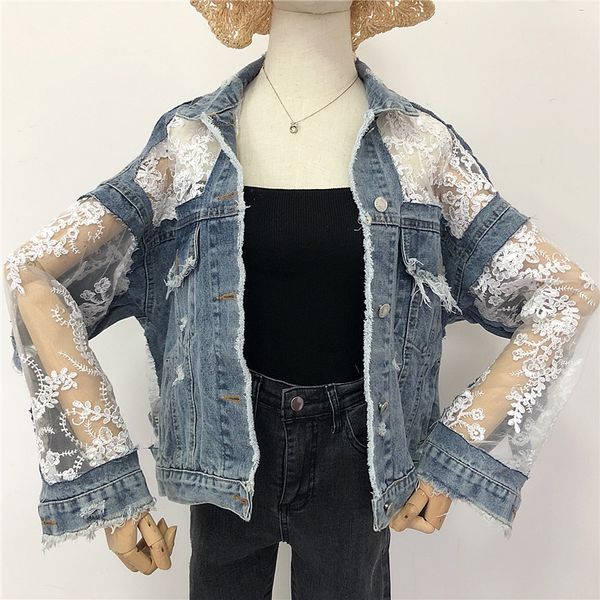 2020 spring summer fashion hole lace mesh denim jacket women embroidery sequins casual loose jeans jacket coat female plus size, Black;brown
2020 spring summer fashion hole lace mesh denim jacket women embroidery sequins casual loose jeans jacket coat female plus size, Black;brown