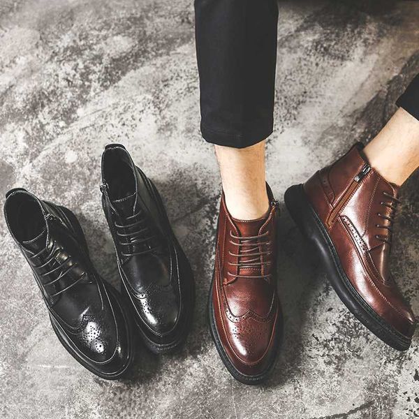 yomior vintage autumn winter men shoes genuine leather lace-up business dress ankle boots casual brogue boots, Black
yomior vintage autumn winter men shoes genuine leather lace-up business dress ankle boots casual brogue boots, Black