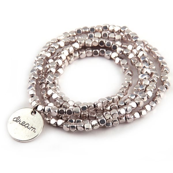 square beads five row wrap bracelet neklace double side dream moon charm metal bracelets, Golden;silver
square beads five row wrap bracelet neklace double side dream moon charm metal bracelets, Golden;silver
