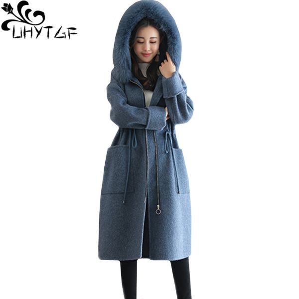 women's wool & blends uhytgf fur collar winter coat women zipper hooded autumn woolen loose plus size coats long female 282, Black
women's wool & blends uhytgf fur collar winter coat women zipper hooded autumn woolen loose plus size coats long female 282, Black