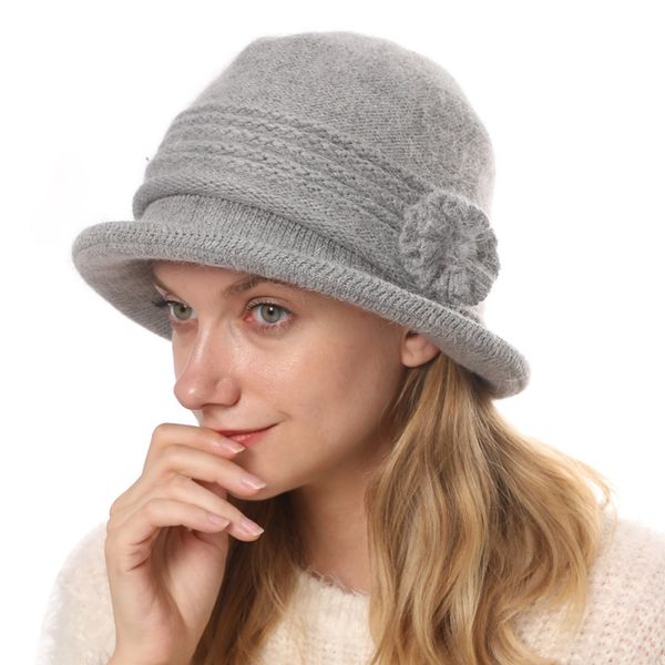 new women's flower decor fedoras autumn winter thicken hat fashion warm solid color caps retro classic fedoras, Blue;gray
new women's flower decor fedoras autumn winter thicken hat fashion warm solid color caps retro classic fedoras, Blue;gray