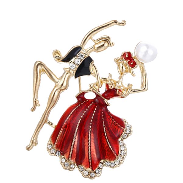 fancy enamel color prince princess dancing couple elegant brooch crystal imitation pearl decorative collar pin, Gray
fancy enamel color prince princess dancing couple elegant brooch crystal imitation pearl decorative collar pin, Gray