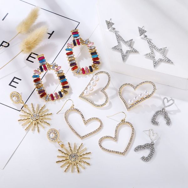 dangle & chandelier match-right gold color sweet cute heart earrings for women korean fashion rhinestone star pearl drop gift lx107, Silver
dangle & chandelier match-right gold color sweet cute heart earrings for women korean fashion rhinestone star pearl drop gift lx107, Silver