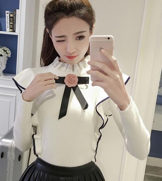 korean high collar thicken ruffles long sleeve pure color woman sweater drop shipping, White;black
korean high collar thicken ruffles long sleeve pure color woman sweater drop shipping, White;black