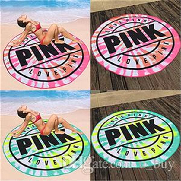 2018 pink microfiber round beach towel 160cm soft quick drying swimming bath sports towels picnic blanket ju0090