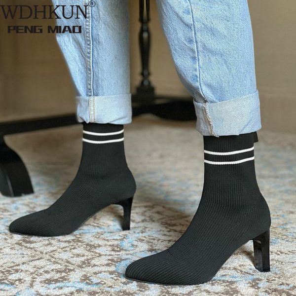 knitting boots high heels dress shoes 2020 new pointed toe fashion booties black striped stretch fabric botas mujer
knitting boots high heels dress shoes 2020 new pointed toe fashion booties black striped stretch fabric botas mujer