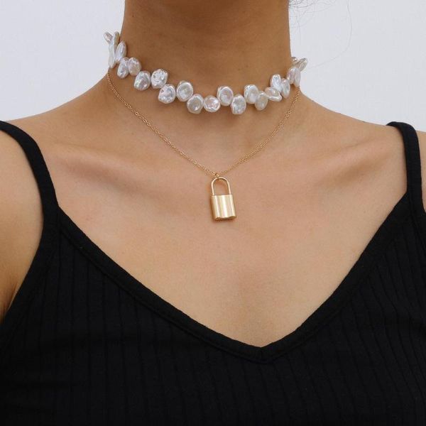 kmvexo vintage irregular pearl choker necklace 2020 lady fashion lock pendant baroque pearl gothic jewelry necklaces for women, Silver
kmvexo vintage irregular pearl choker necklace 2020 lady fashion lock pendant baroque pearl gothic jewelry necklaces for women, Silver