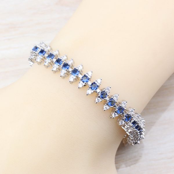 link, chain silver color link bracelet 17+2cm blue cubic zirconia for women trendy jewelry, Black
link, chain silver color link bracelet 17+2cm blue cubic zirconia for women trendy jewelry, Black