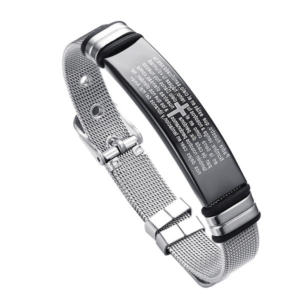 men religious prayer black cross bracelet stainless steel cuff adjustable, Golden;silver
men religious prayer black cross bracelet stainless steel cuff adjustable, Golden;silver