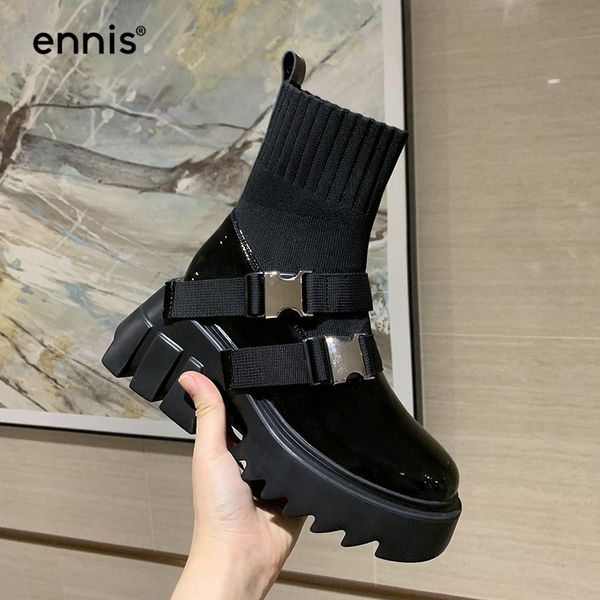 ennis women thick bottom boots genuine leather ankle boots knitted buckle designer shoes black high platform gothic a0266
ennis women thick bottom boots genuine leather ankle boots knitted buckle designer shoes black high platform gothic a0266