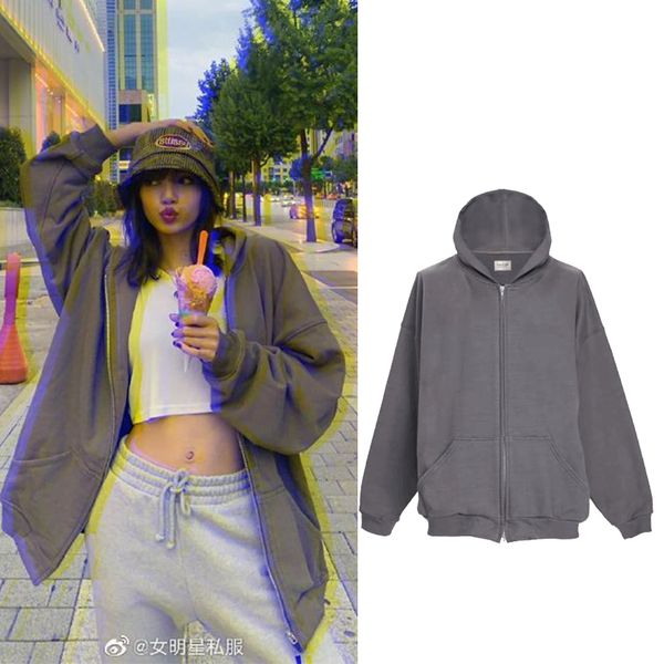 stylish lisa jenny celebrity inspired jacket fear of fog zip hooded sweater womens loose korean-style thin jacket, White;black
stylish lisa jenny celebrity inspired jacket fear of fog zip hooded sweater womens loose korean-style thin jacket, White;black