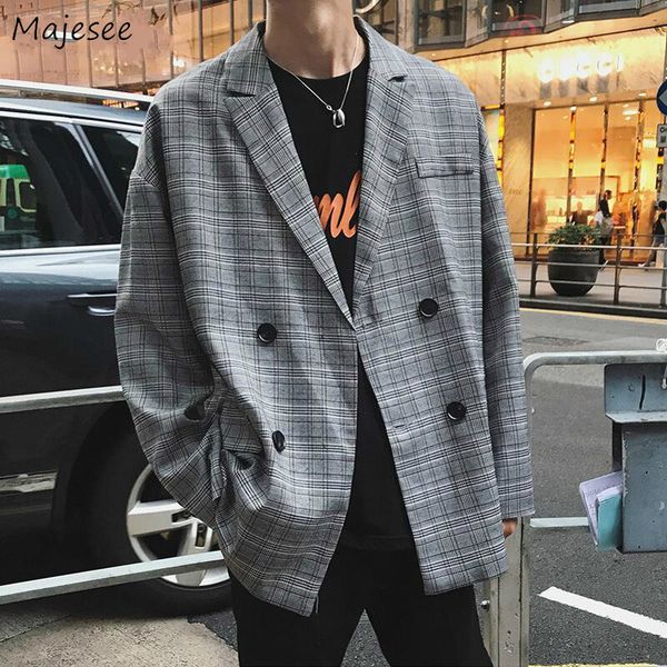 men's suits & blazers men double breasted plaid loose trendy ins retro mens chic simple streetwear korean style leisure daily all-match, White;black
men's suits & blazers men double breasted plaid loose trendy ins retro mens chic simple streetwear korean style leisure daily all-match, White;black