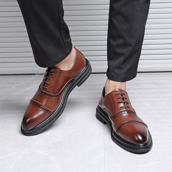 genuine leather men brogues shoes lace-up bullock business dress men oxfords shoes male formal, Black
genuine leather men brogues shoes lace-up bullock business dress men oxfords shoes male formal, Black