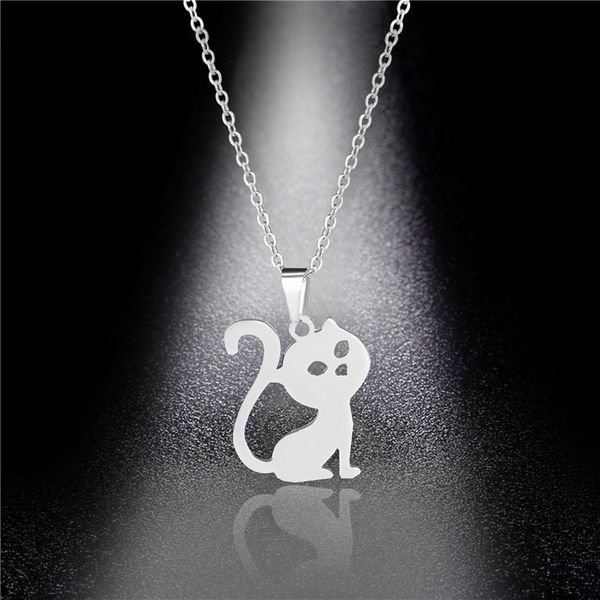 wholesale jewelry hollow cat pendant necklace stainless steel animal cute kitten necklace clavicle chain wholesale, Silver
wholesale jewelry hollow cat pendant necklace stainless steel animal cute kitten necklace clavicle chain wholesale, Silver