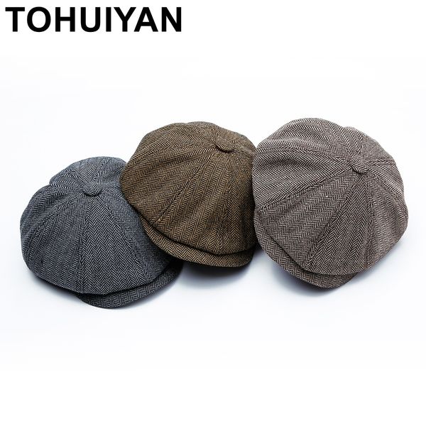 tohuiyan retro newsboy cap for men woolen octagonal hat fashion baker boy hats male boinas gatsby caps man chapeau warm hats t200911, Blue;gray 
tohuiyan retro newsboy cap for men woolen octagonal hat fashion baker boy hats male boinas gatsby caps man chapeau warm hats t200911, Blue;gray