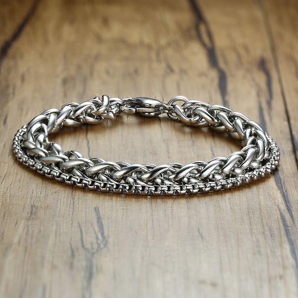 modyle punk vintage double chain bracelet men stainless steel wristands sliver color male accessorie, Black
modyle punk vintage double chain bracelet men stainless steel wristands sliver color male accessorie, Black