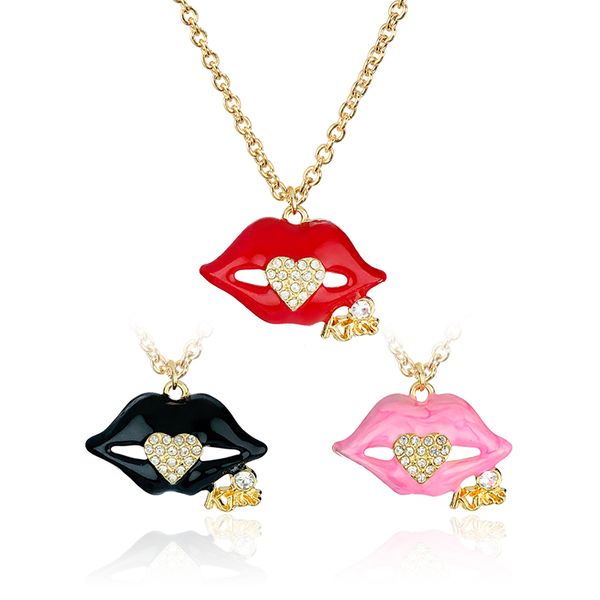 europe and the united states new simple fashion little fresh girls alloy rhinestones lips shape necklace, Silver
europe and the united states new simple fashion little fresh girls alloy rhinestones lips shape necklace, Silver