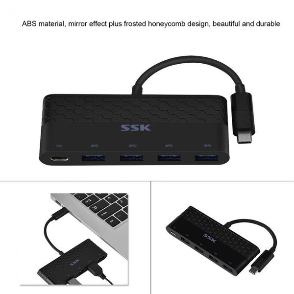 ssk shu-c100 multifunction type-c to usb 3.0 4 port usb hub male to female 5gbp/s usb splitter adapter converter for laptop
ssk shu-c100 multifunction type-c to usb 3.0 4 port usb hub male to female 5gbp/s usb splitter adapter converter for laptop
