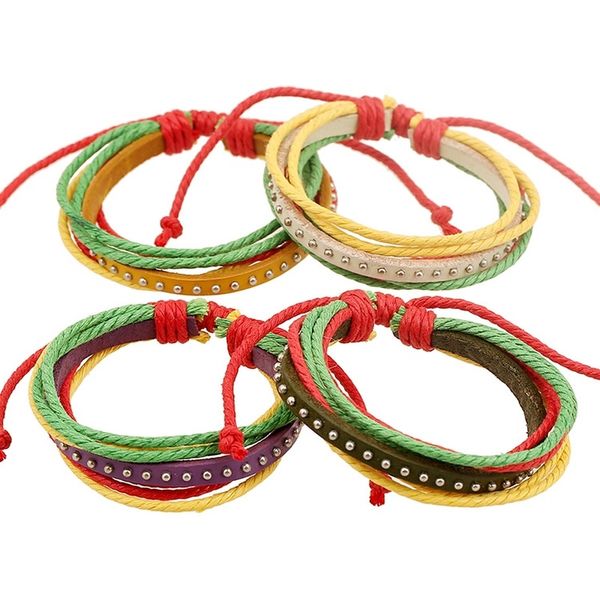 red green yellow woven bracelet punk studded leather bracelet charm bracelets for women fashion jewelry accessories, Golden;silver
red green yellow woven bracelet punk studded leather bracelet charm bracelets for women fashion jewelry accessories, Golden;silver