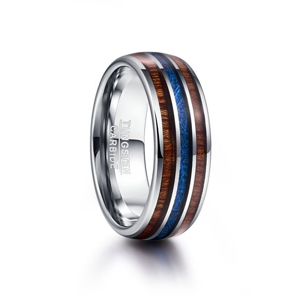 8mm wide dome inlaid with acacia wood blue imitation meteorite tungsten ring usa size 7-12, Silver
8mm wide dome inlaid with acacia wood blue imitation meteorite tungsten ring usa size 7-12, Silver