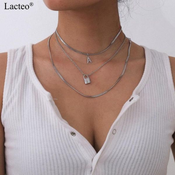 pendant necklaces lacteo neo gothic lock necklace multi layered letter a flat snake chain choker punk jewelry for men and women, Silver
pendant necklaces lacteo neo gothic lock necklace multi layered letter a flat snake chain choker punk jewelry for men and women, Silver
