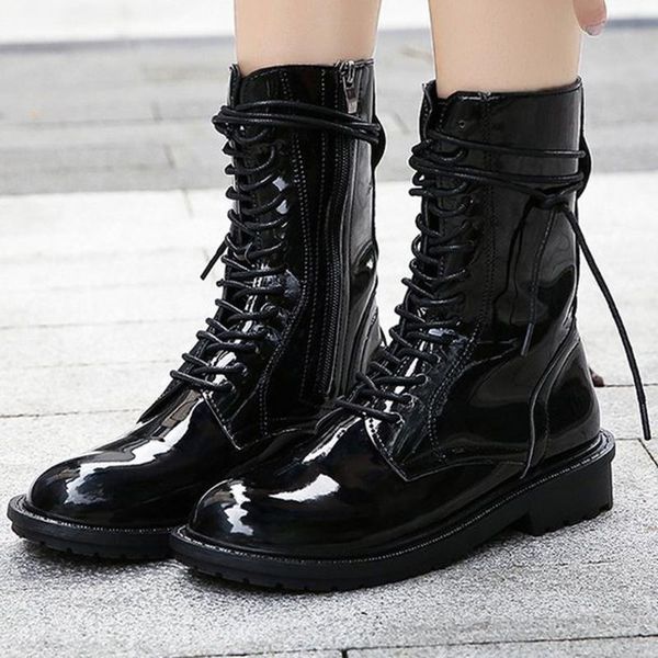 women autumn platform mid calf boots female lace up punk motorcycle boot plus size buckle strap zipper ladies botas mujer#3, Black
women autumn platform mid calf boots female lace up punk motorcycle boot plus size buckle strap zipper ladies botas mujer#3, Black