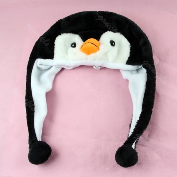 new cartoon animal penguin mascot plush warm warmer cap hat 1pc, Blue;gray