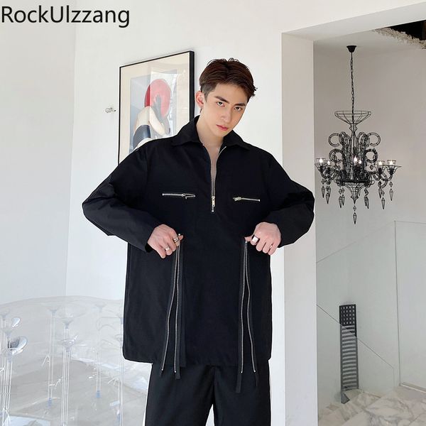 plus size long sleeve stitch zipper turndown neck pocket autumn outfit men fashion streetwear hiphop shirt blouse harajuku punk, White;black
plus size long sleeve stitch zipper turndown neck pocket autumn outfit men fashion streetwear hiphop shirt blouse harajuku punk, White;black