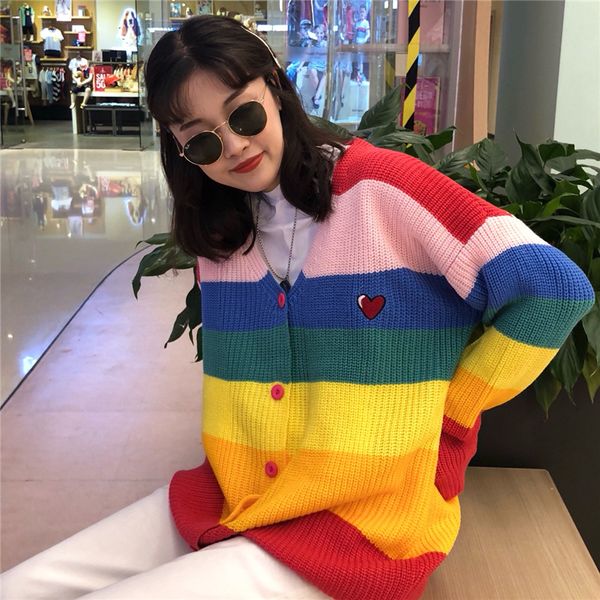 rainbow cardigan sweater women letter embroidery winter jumper loose korean sweater oversized cardigan cashmere v-neck harajuku, White
rainbow cardigan sweater women letter embroidery winter jumper loose korean sweater oversized cardigan cashmere v-neck harajuku, White