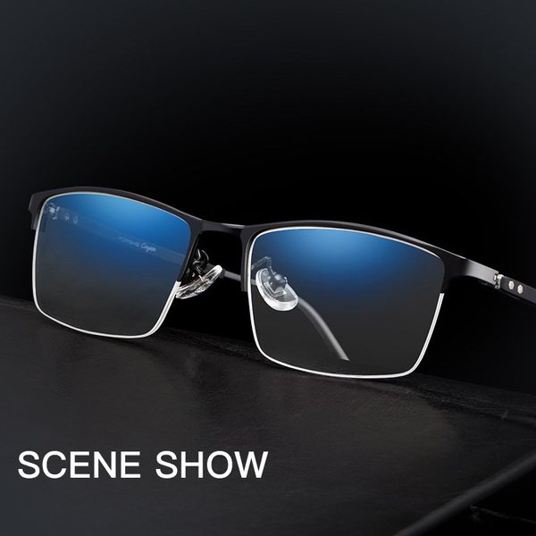 half-frame fashion business glasses frame men's comfortable titanium frame ultralight optical prescription glasses p989, Black
half-frame fashion business glasses frame men's comfortable titanium frame ultralight optical prescription glasses p989, Black
