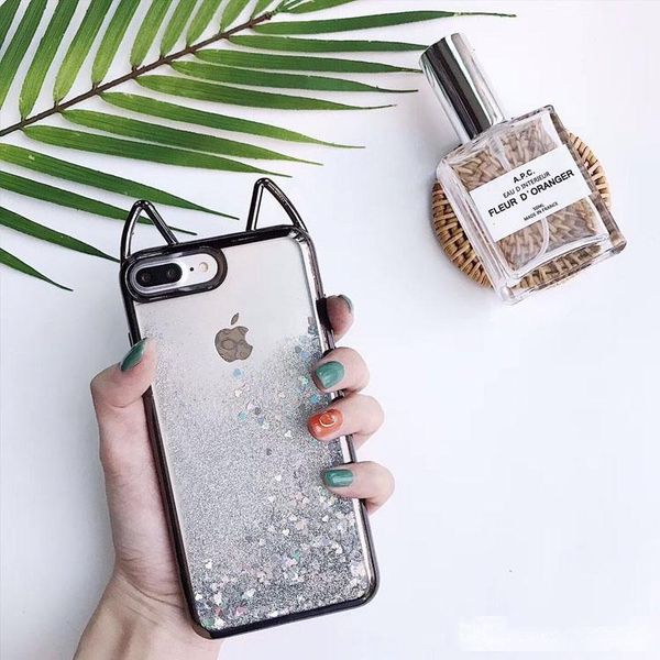luxury soft tpu clear quicksand back phone cover cat ear electroplate bumper for iphone cases for apple 7 8plus x
luxury soft tpu clear quicksand back phone cover cat ear electroplate bumper for iphone cases for apple 7 8plus x