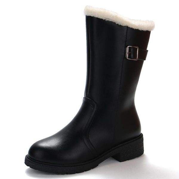 women's snow boot ladies gothic punk winter mid-calf leather booties warm fur plush insole buckle shoes russia winter footwear, Black
women's snow boot ladies gothic punk winter mid-calf leather booties warm fur plush insole buckle shoes russia winter footwear, Black