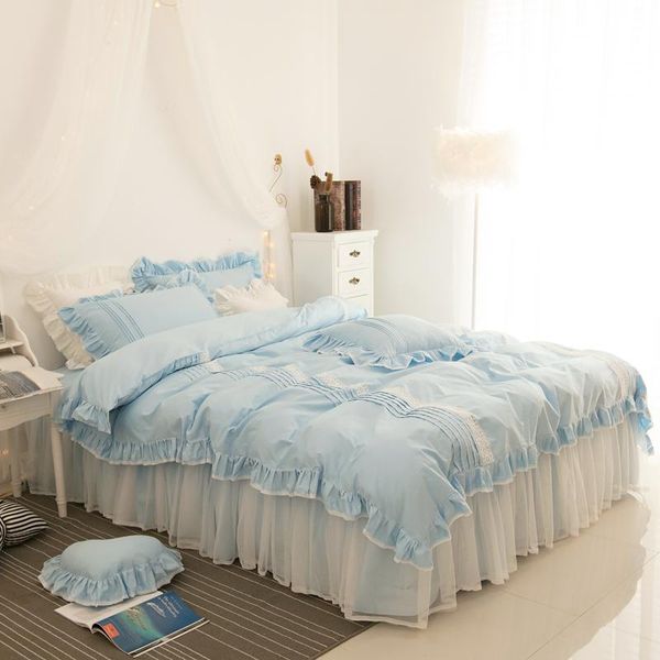 pink blue luxury cotton lace princess bedding set twin king size girls korean style duvet cover beddingset bed skirt set
pink blue luxury cotton lace princess bedding set twin king size girls korean style duvet cover beddingset bed skirt set